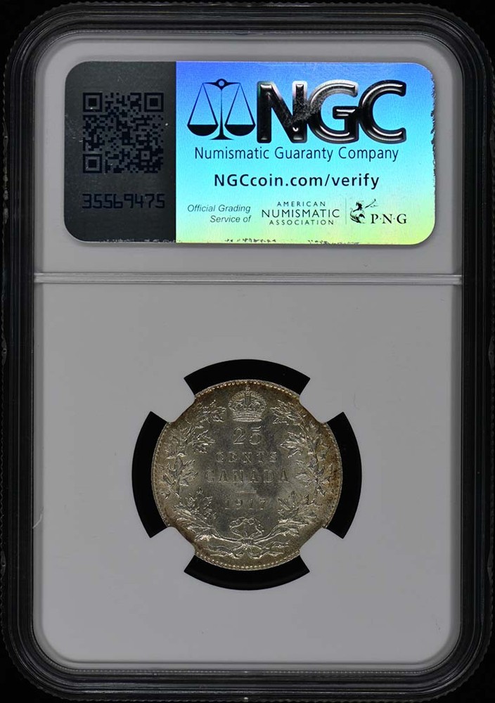 1917 CANADA 25C NGC MS64