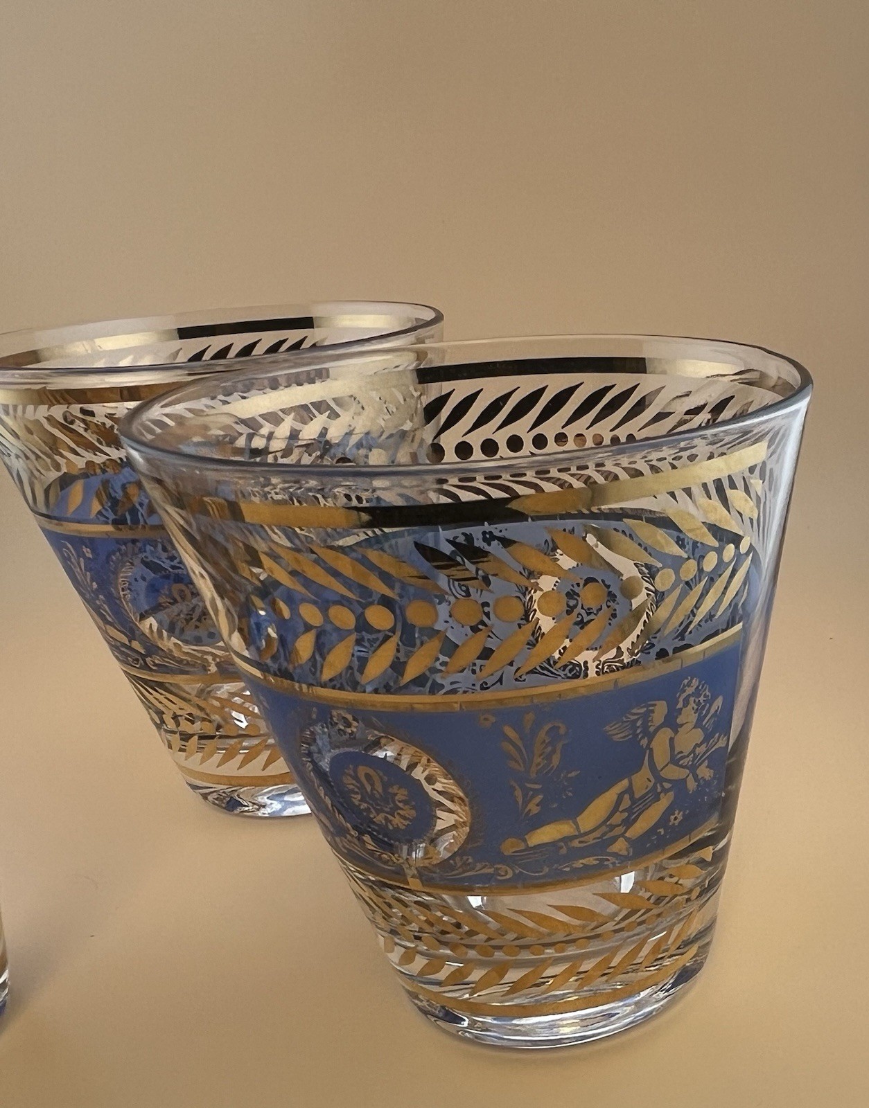 SET Of 8 MCM Marshall Fields Blue Angel Whiskey Glasses New In Box & Wrapping