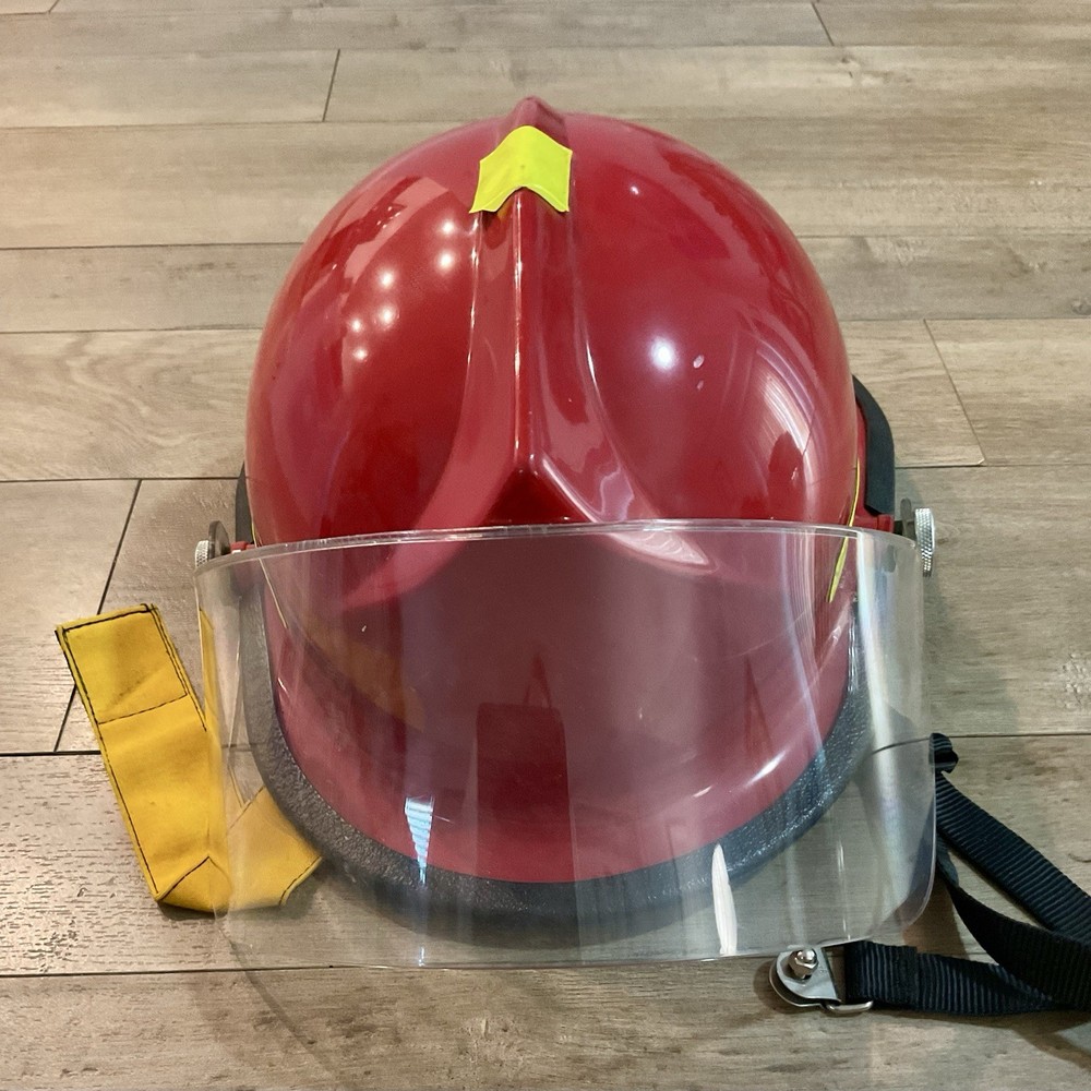 Vintage Red Bell Fire Helmet Adjustable Size
