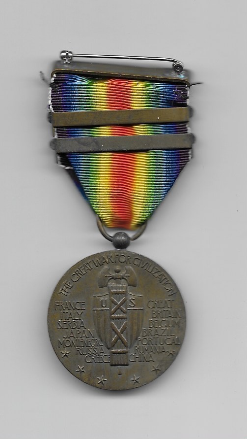 WW1 US VICTORY MEDAL WITH TWO BARS