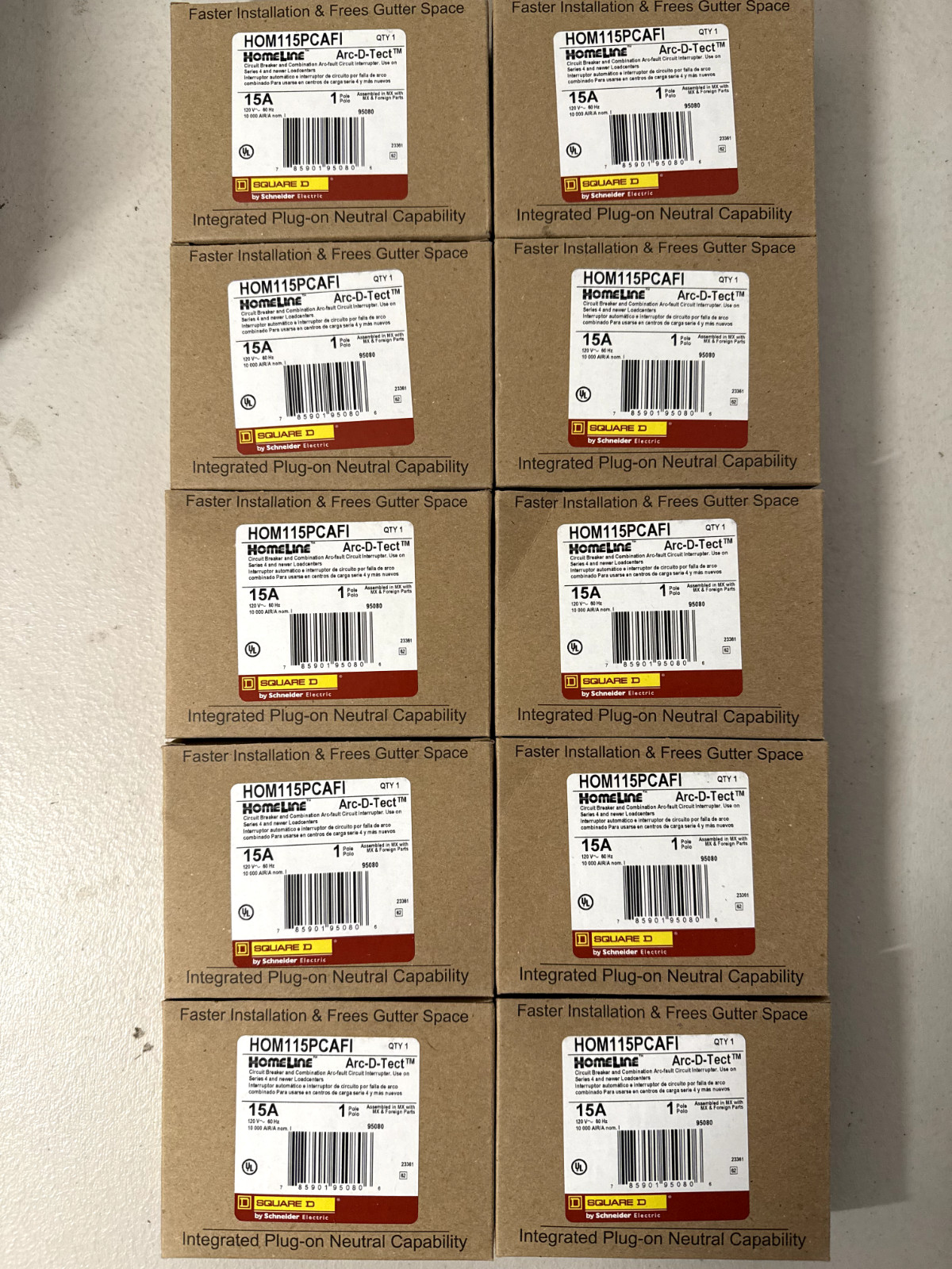 10 PCS HOM115PCAFI HOM115PCAFIC Square D Circuit Breaker 15A