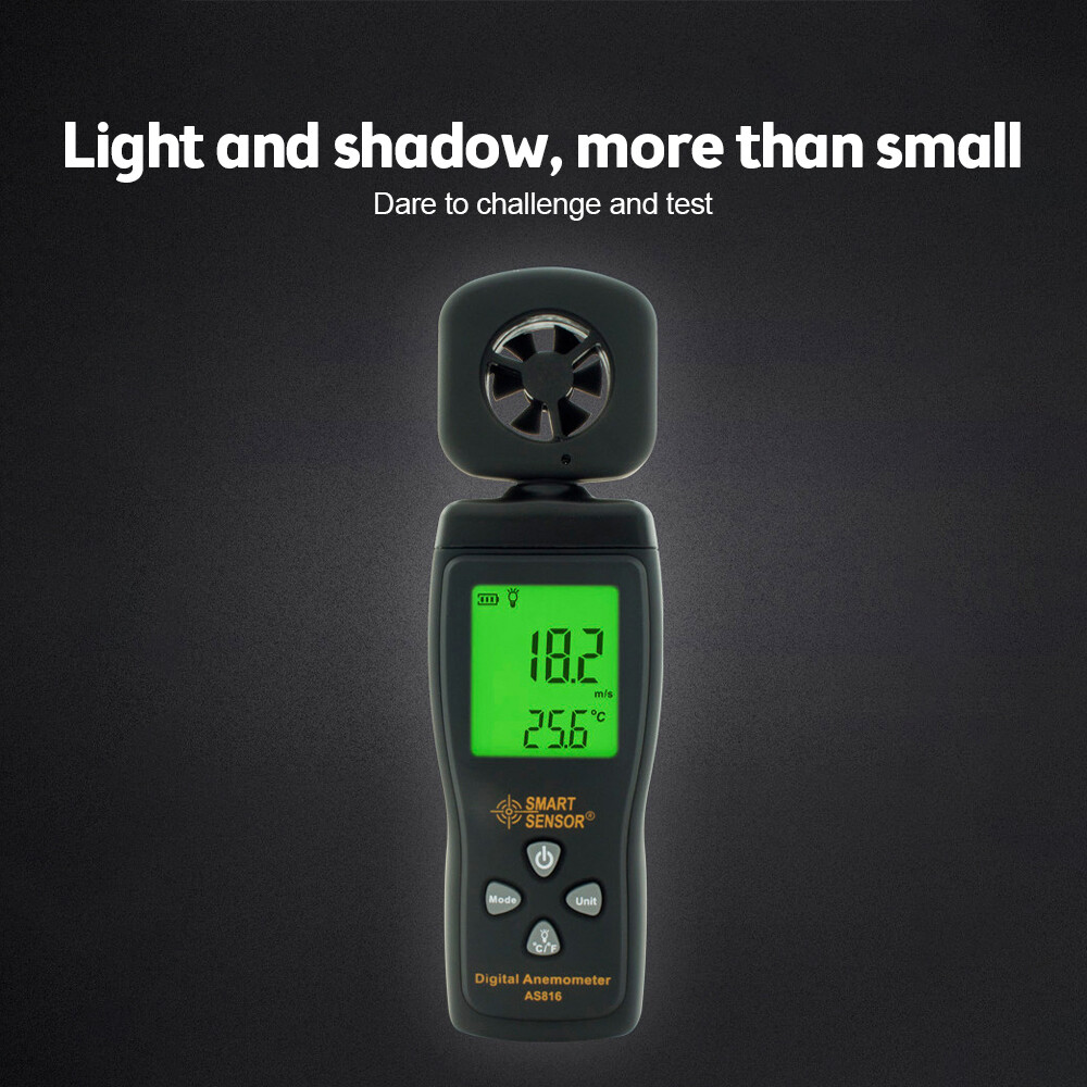 AS816 Anemograph Air Flow Meter Anemometer Handheld Digital Wind Speed Tester