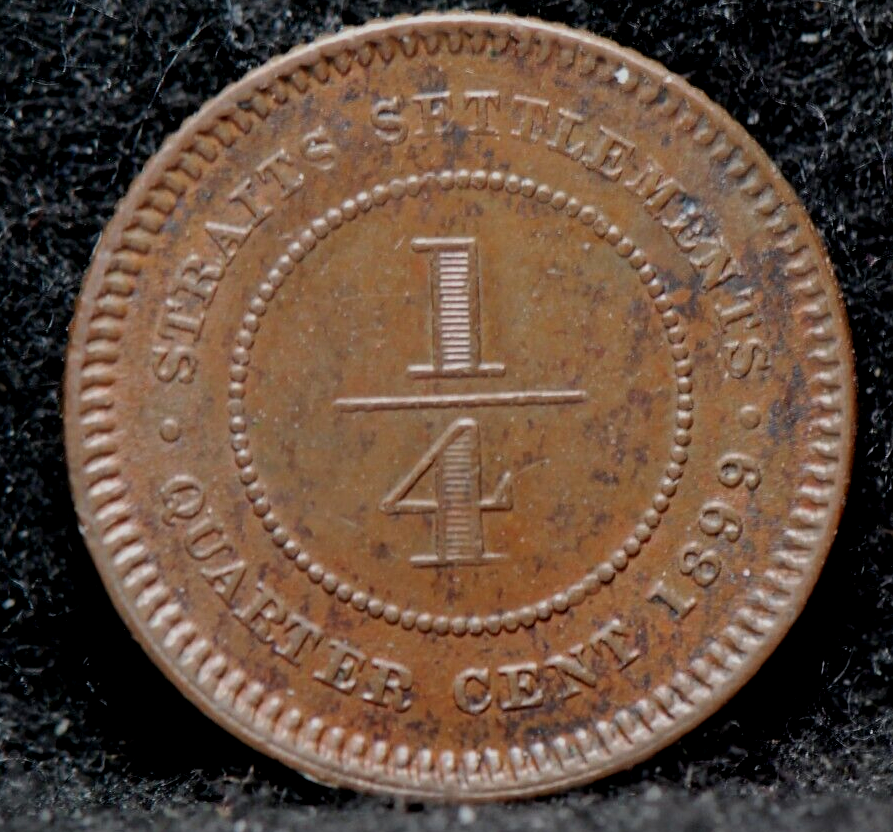 Straits Settlements, 1899 1/4 Cent, KM14, Extremely Fine+, 2-21