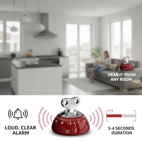 Retro Kitchen Timer Magnetic Mechanical 60 Minute Wind Up Timer No Red