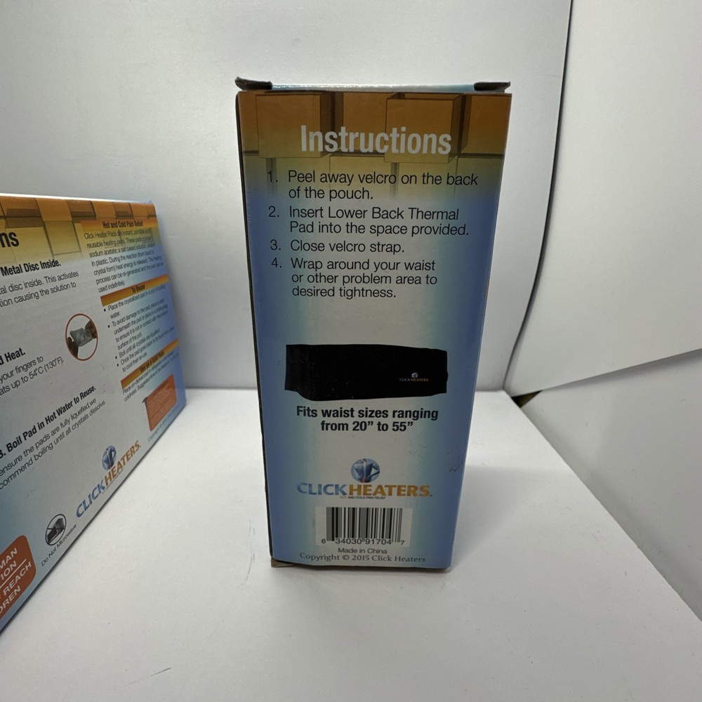 Click Heaters Lower Back Thermal Pad Hot/Cold Reusable Pack & Lower back Pouch