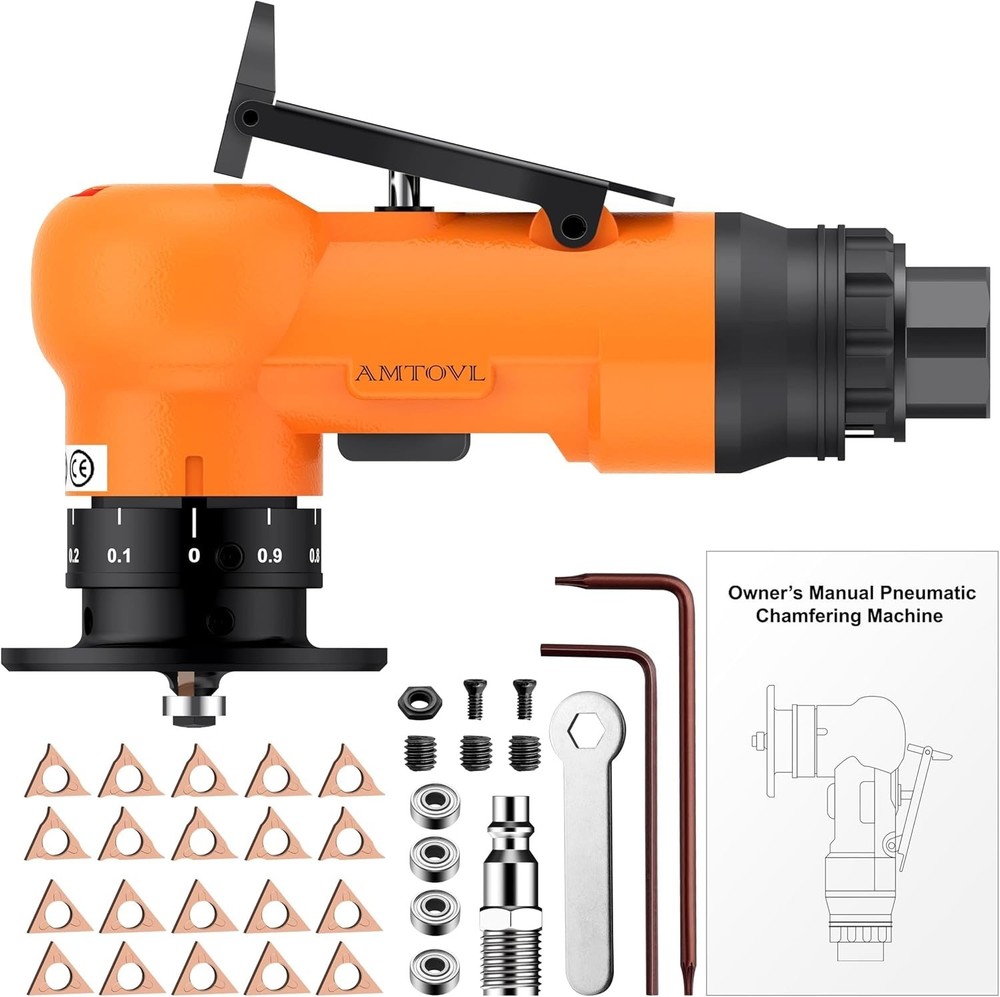 Pneumatic Chamfering Tool - Mini Air Chamfer Tool with 10 C-Angle & 10 R-Angl...