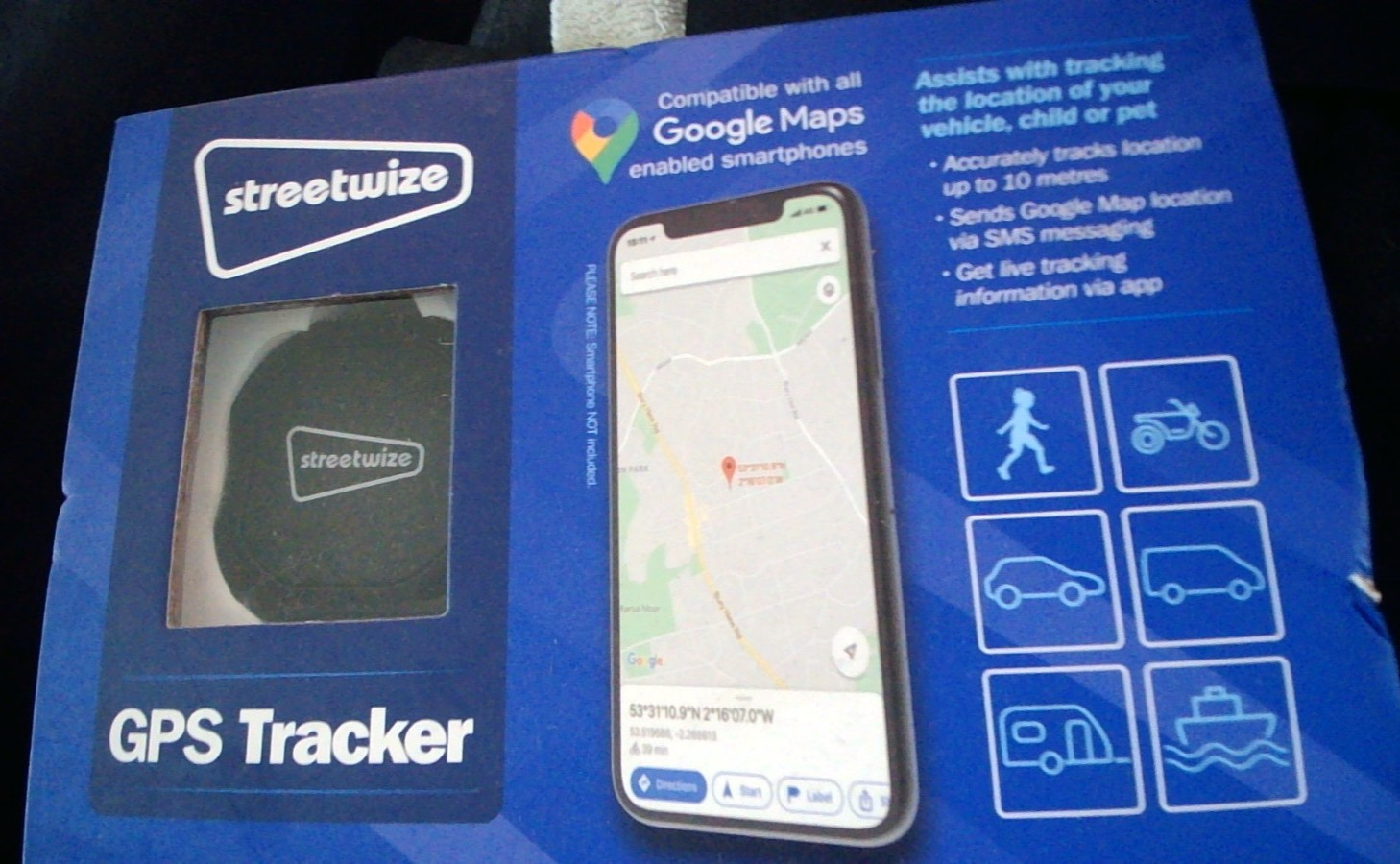 Streetwize GPS Tracker.Assists with tracking the location of vehicle, child, pet