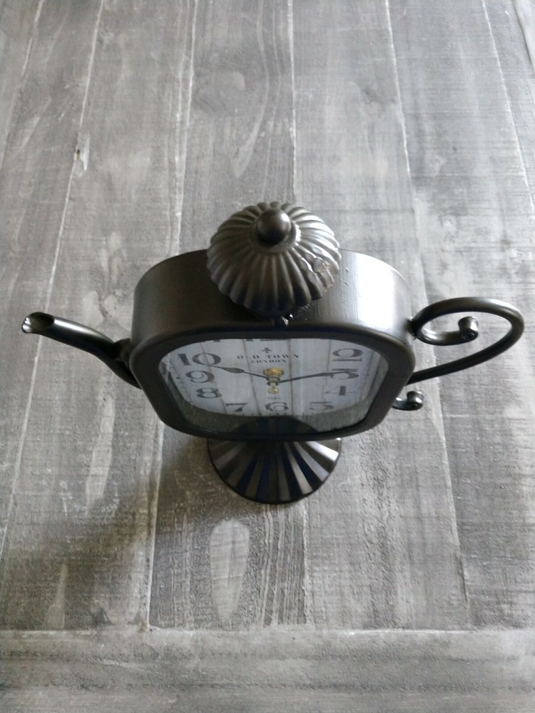 Zimlay Rustic Teapot Clock Expresso Color New Table Top Clock
