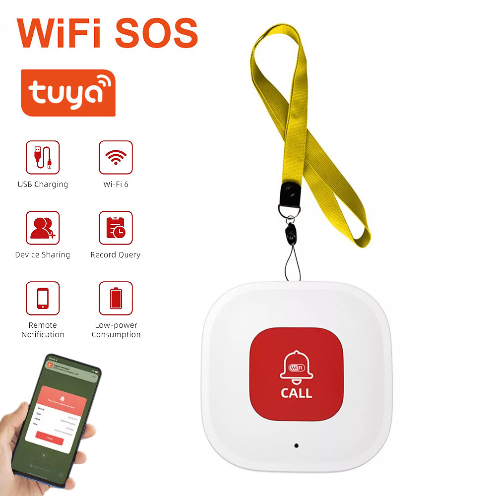 Tuya Smart WiFi SOS Button Wireless Emergency Call Button APP for Elderly Home