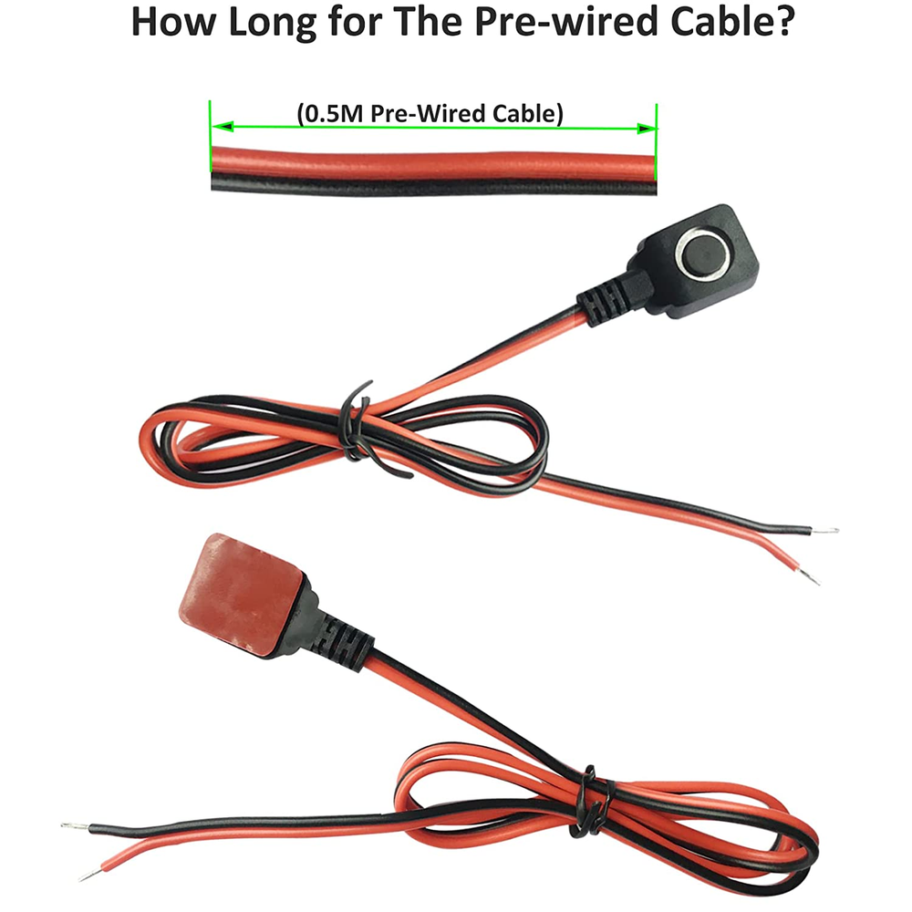 12V 24V Momentary Push Button Switch, 0.5M Pre-Wired Cable and Double-Sided Tape