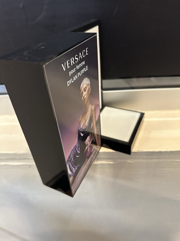 Perfume Display Stand Versace Dylan Purple featuring Iris Law - 7” Tall