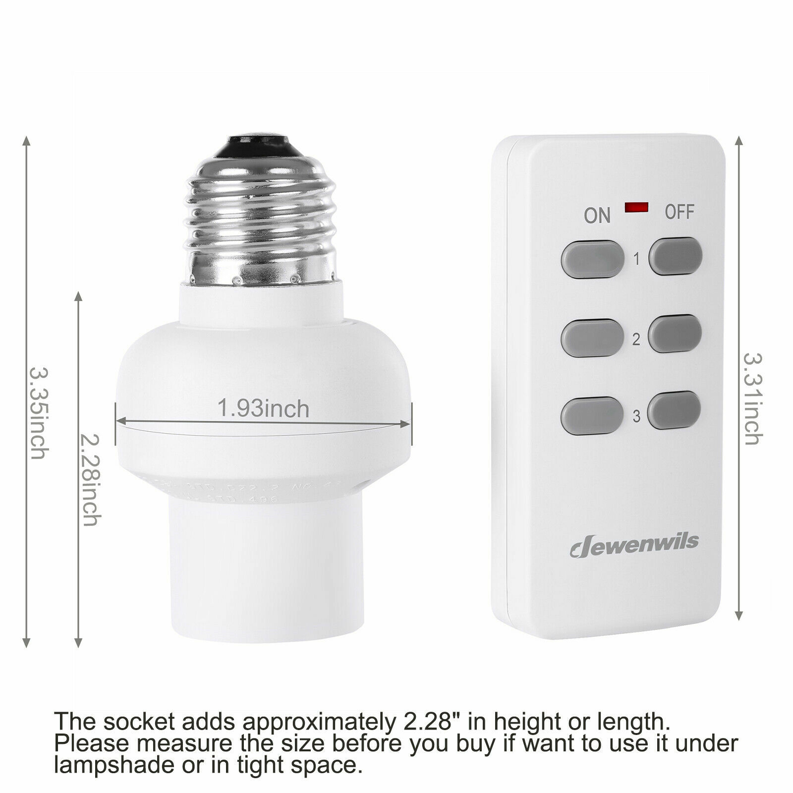 DEWENWILS Remote Control Light Bulb Socket Wireless Remote Light Switch Kit