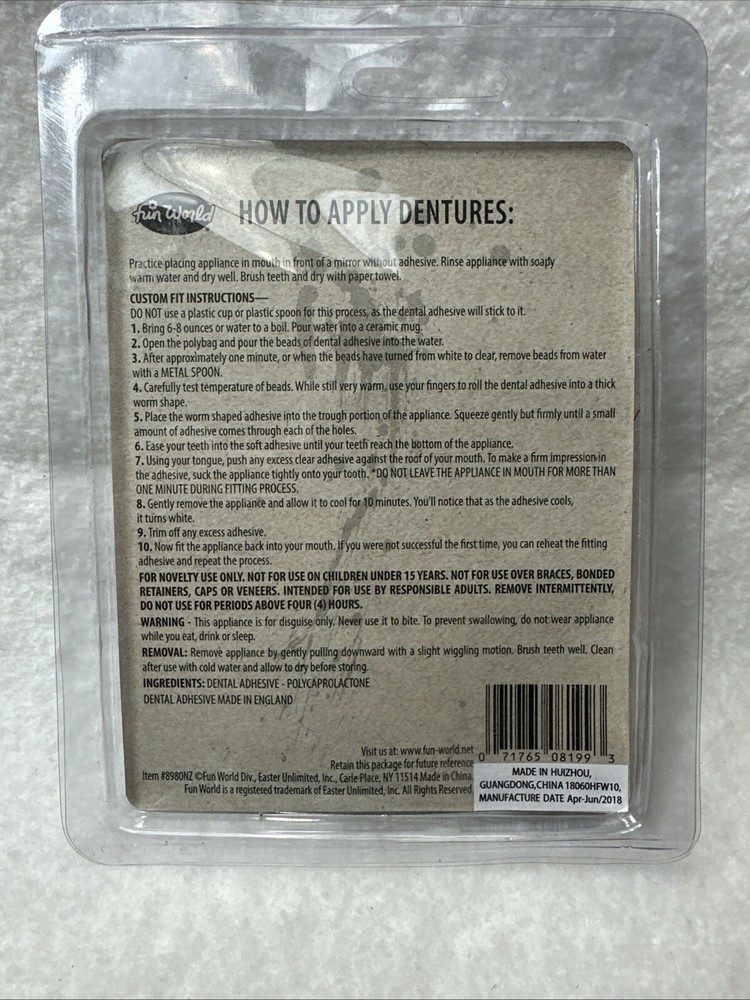 Zombie Dentures, Zombie Costume Accessory B1