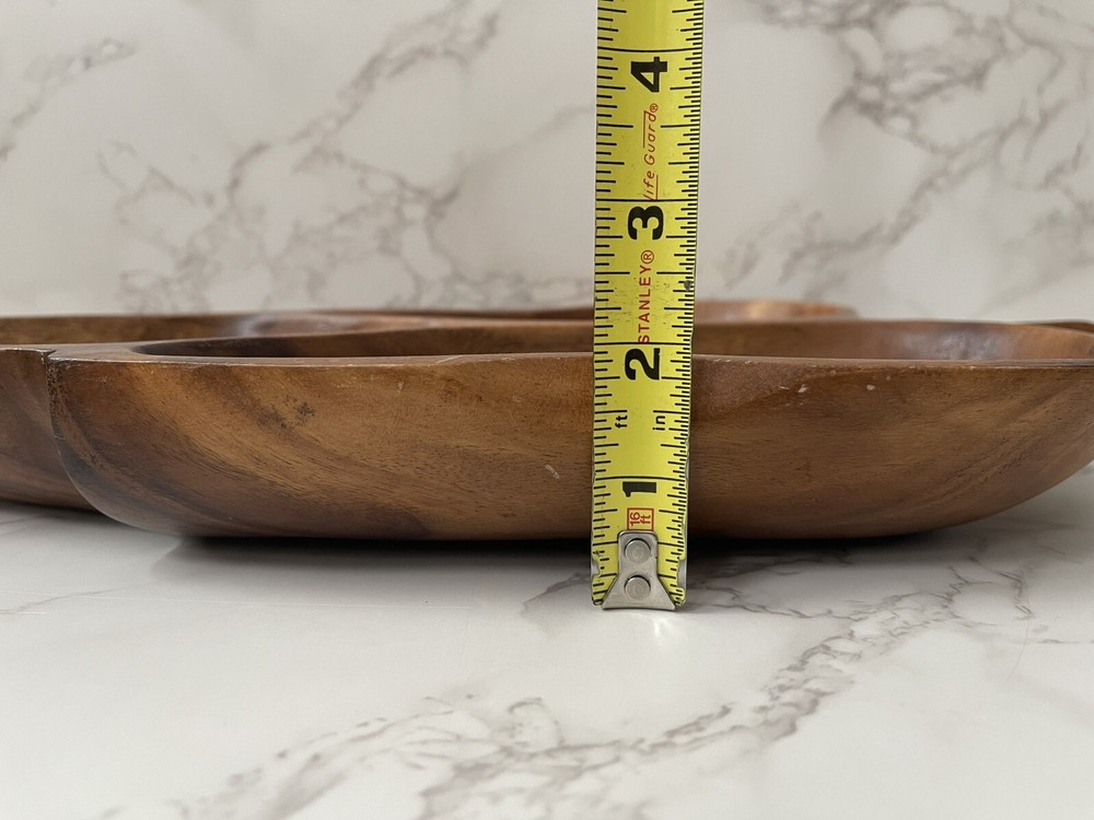 Solid Wood Leaf Shaped Divided Tray Serving Dish 3 Section MCM Philipines