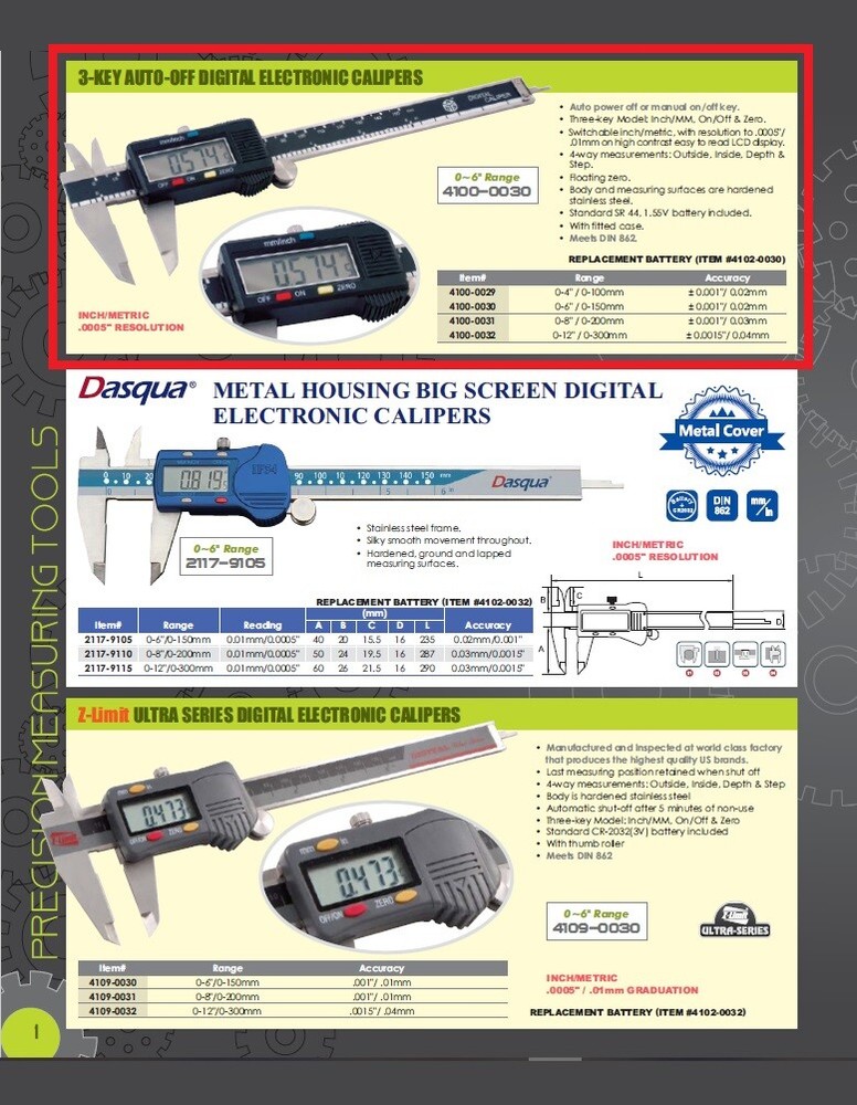 4" / 100MM 3 KEY ELECTRONIC DIGITAL CALIPER (4100-0029)