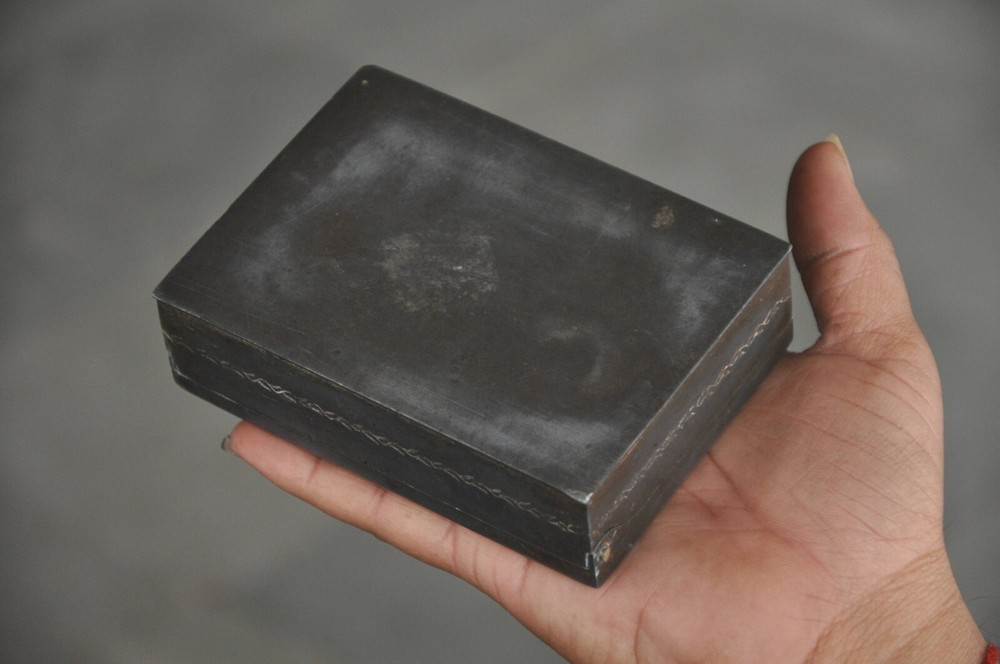 Vintage Iron Silver Bidri Work Rectangular Fine Quality Jewellery Box,