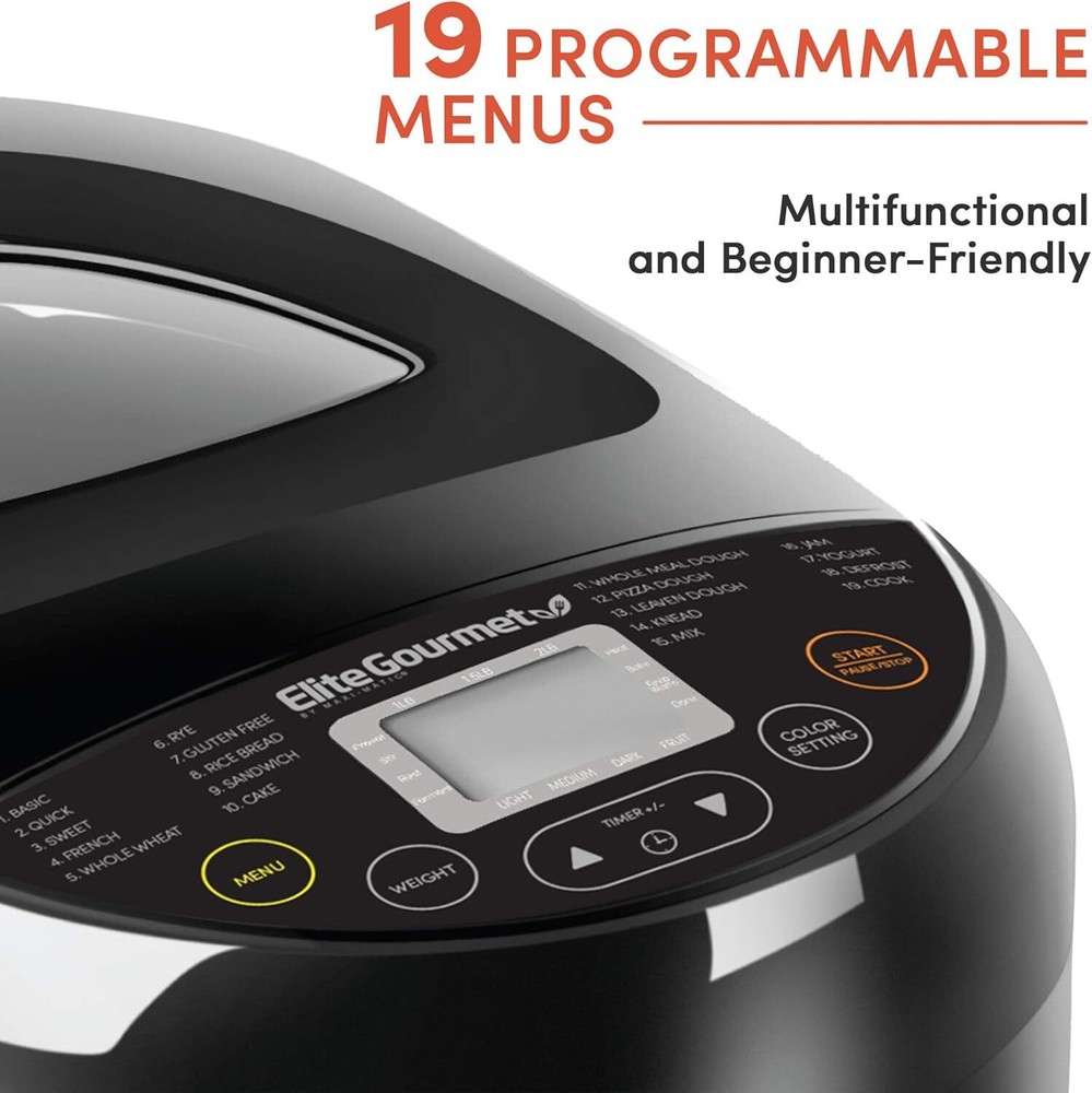 Programmable Toaster 3 Bread Sizes, 19 Menu Functions, 2 lbs, Black