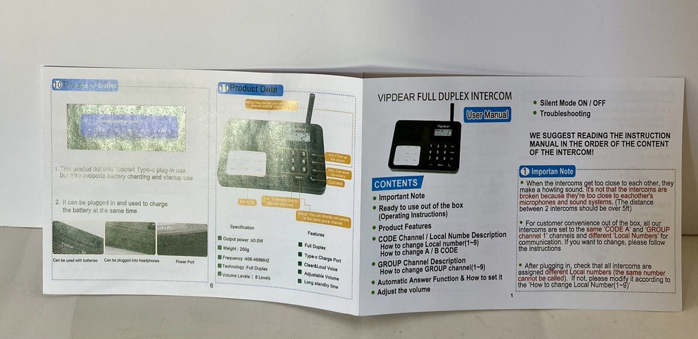 Updated Hands-Free Full Duplex Wireless Intercom for Home Business Offices 2Pack