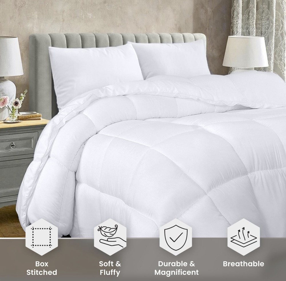 Utopia Bedding Quilted Comforter w/Corner Tabs Down Alternative Twin Size White