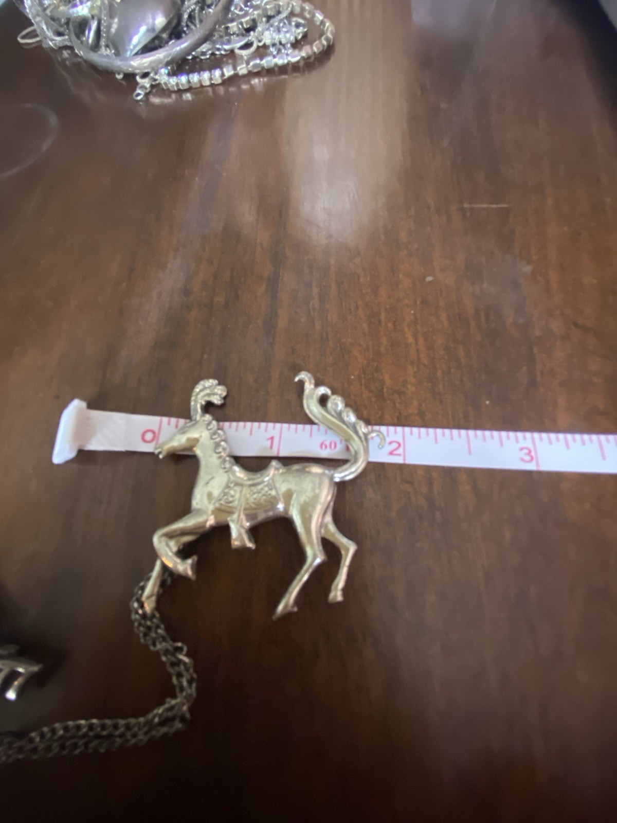 CAROUSEL HORSE and CAROUSEL on chain -LANG - STERLING SILVER - BROOCH/PIN 14 gr