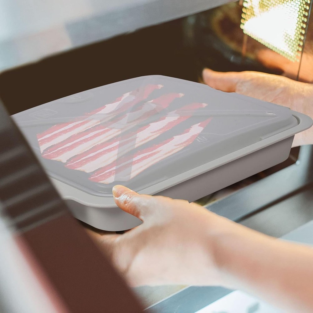 Non-Stick Microwave Bacon Maker with Lid - Fast & Easy Bacon Cooking Solution
