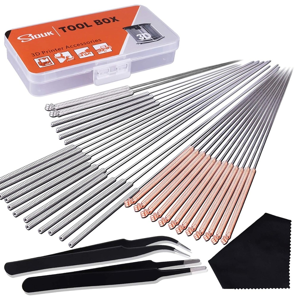 33-Piece 3D Printer Nozzle Cleaner: Needles, Tweezers & Cloth Essentials