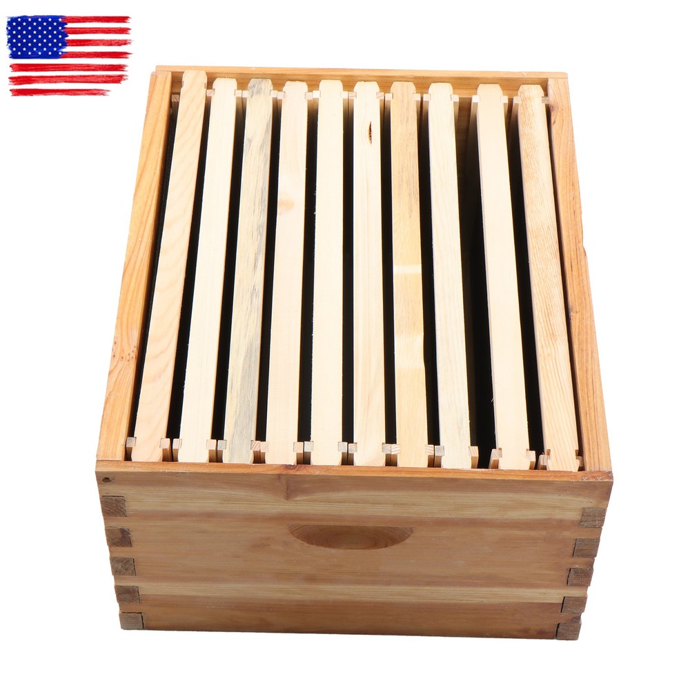 Bee Hive Beeswax Coated Includes Beehive Frames and Foundations 4 Layer 10-Frame