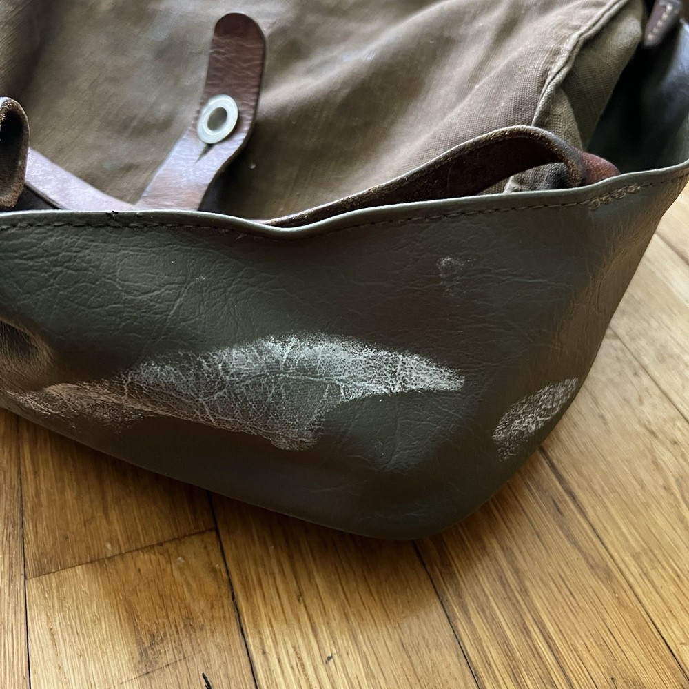 Swiss leather army bread bag 1981