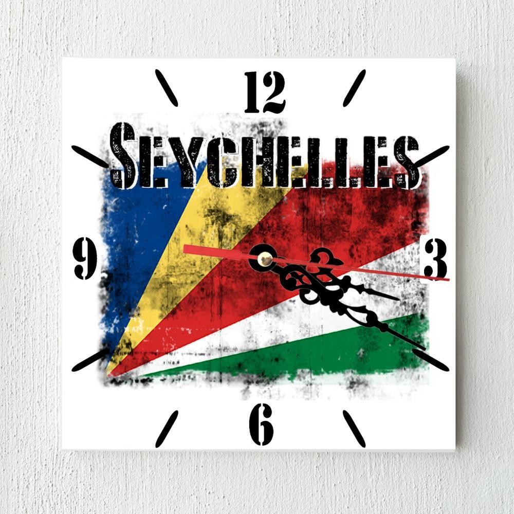 Seychelles Flag Wall clock patriots CERAMIC Tile Watch Support Décor