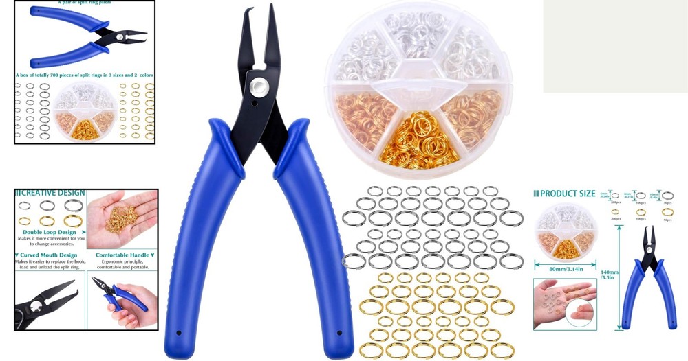 Complete Jewelry Making Essentials: 700pc Split Ring Kit & Pliers for Creators