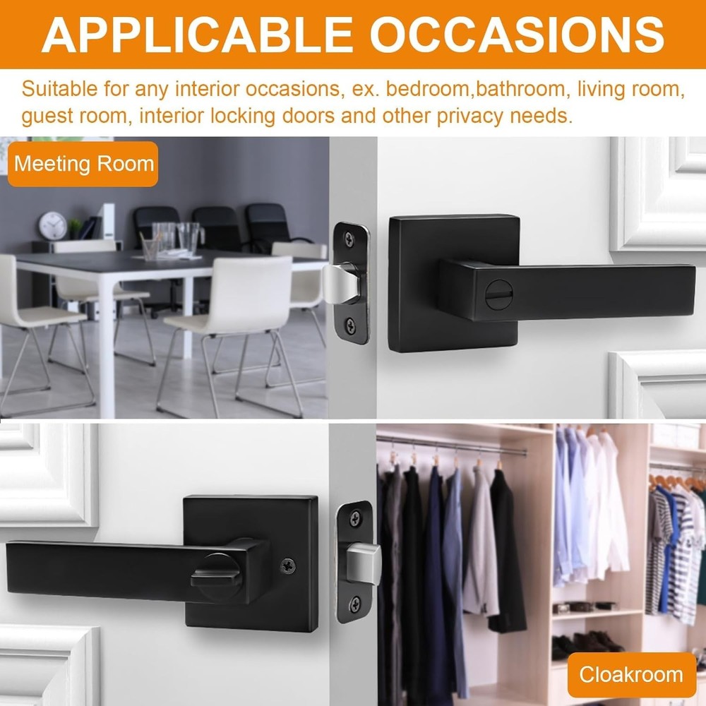 8 Pack Matte Black Door Handles Privacy Door Levers. Keyless Interior Door Knobs