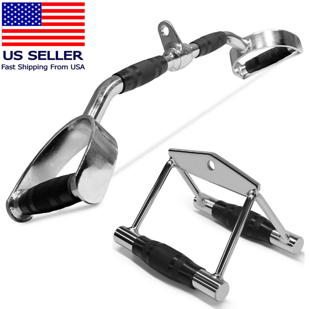 Home Gym Cable Attachment Handle Machine Strength Exercise Press Down Lat Set