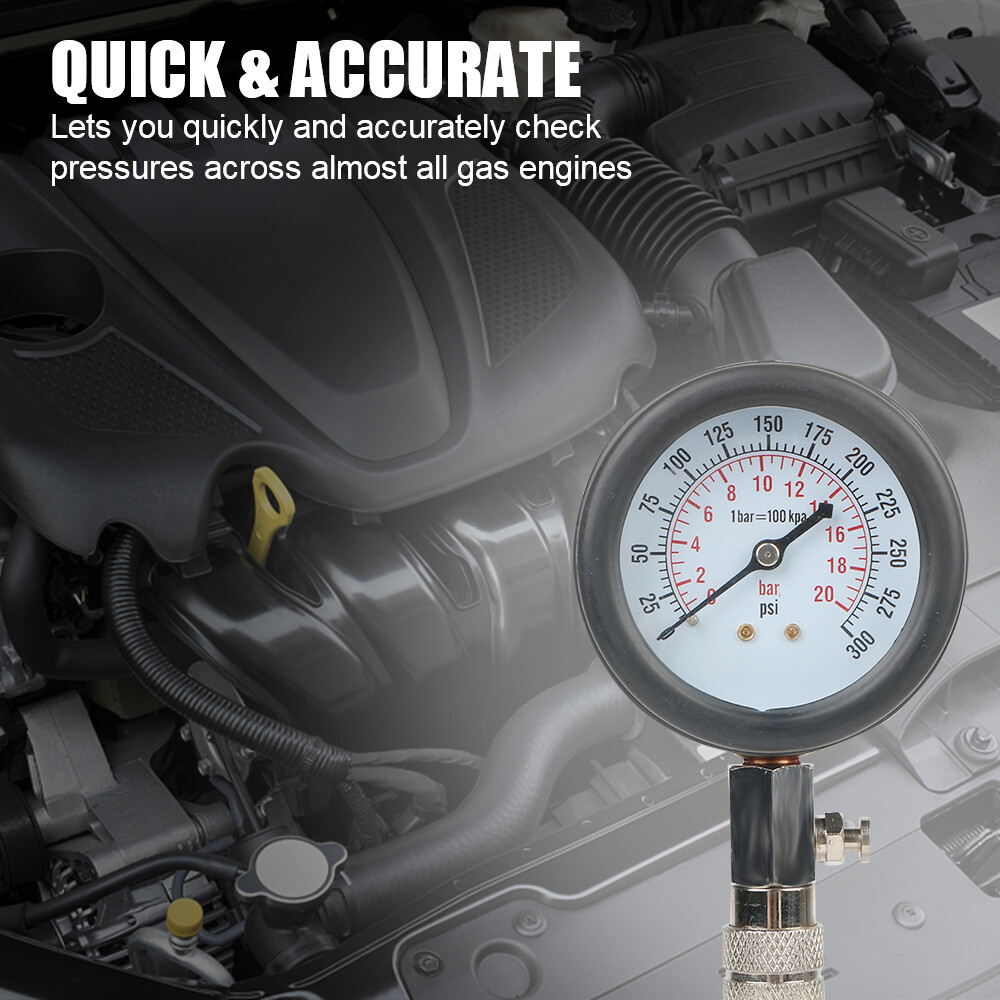 Small Engine Cylinder Compression Gauge Tester Kit Gas Diagnostic Tester Set