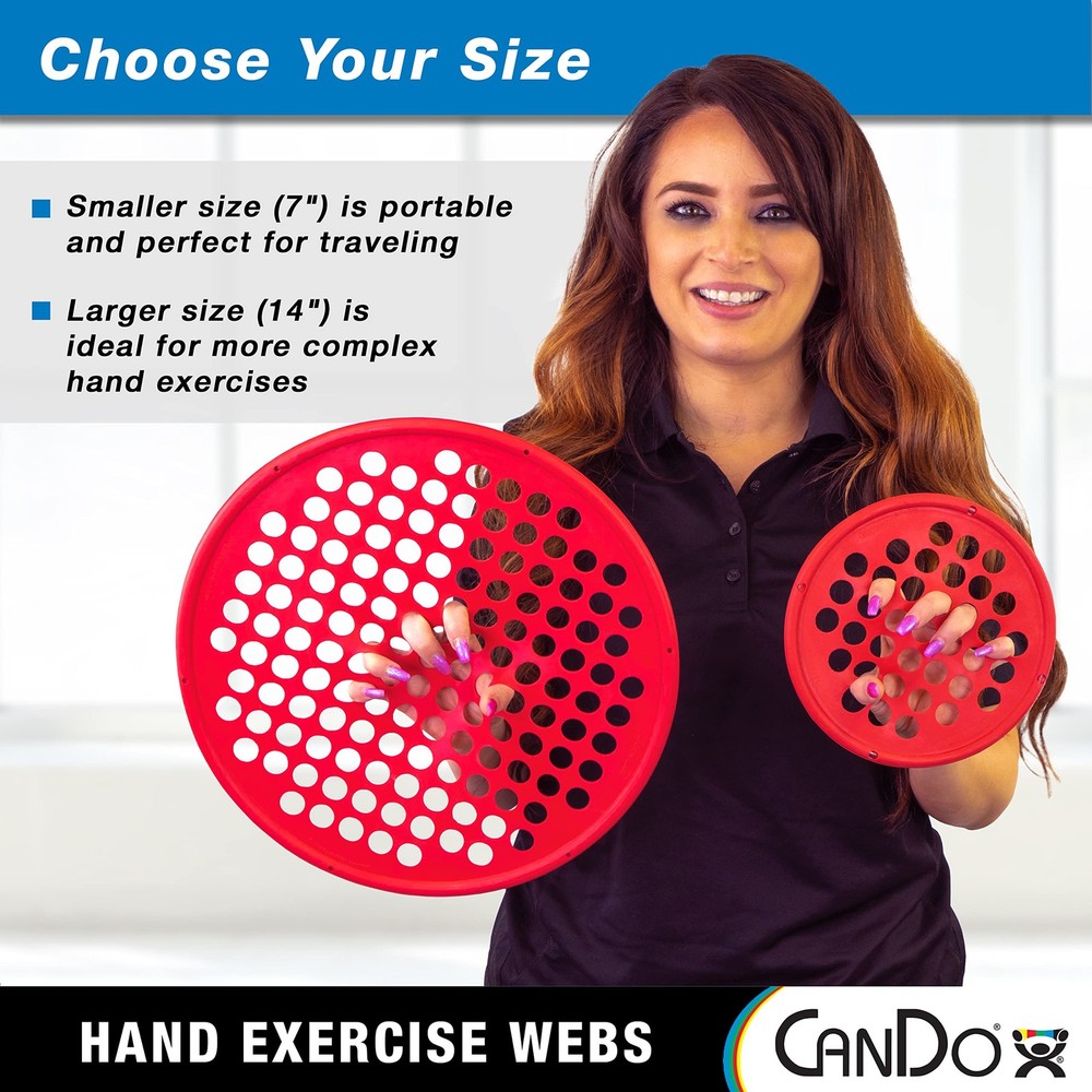 CanDo Hand Exercise Web 14 Inch Light Red Low Powder Hand Therapy Tool
