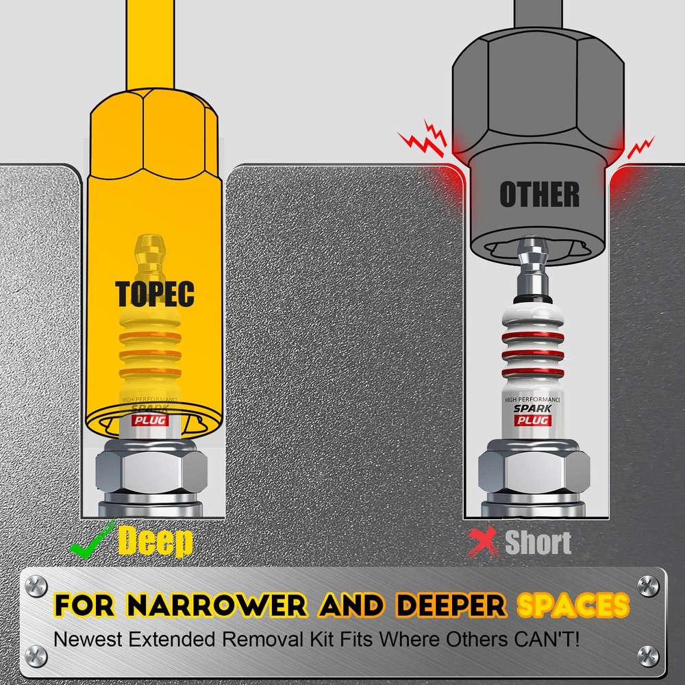 Topec 15PCS Deep Bolt Extractor Kit, 6mm19mm Nut Extractor Socket Set, 3/8" D...