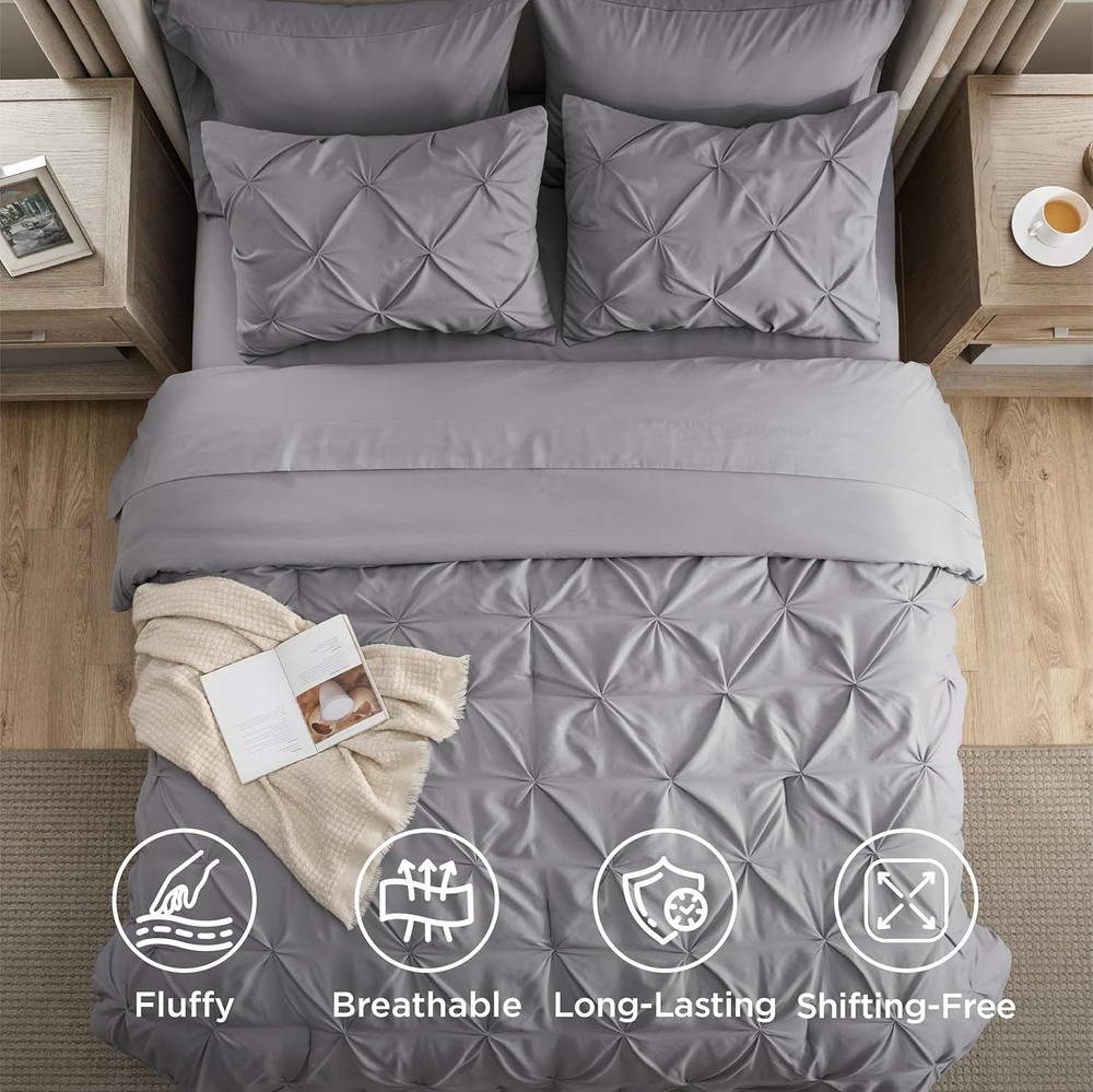 Bedsure Full Comforter Set Grey - Bed in a Bag Size 7 Full, 01 -