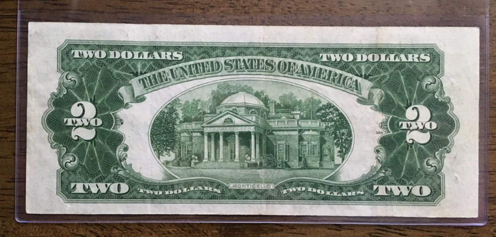 1928 G $2.00 nice light circulated red seal note EA block