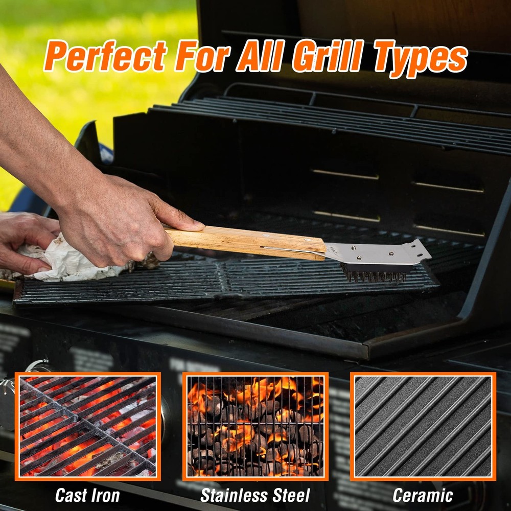 SIMPLETASTE Grill Brush and Scraper, Durable & Effective, Include Extra Stain...