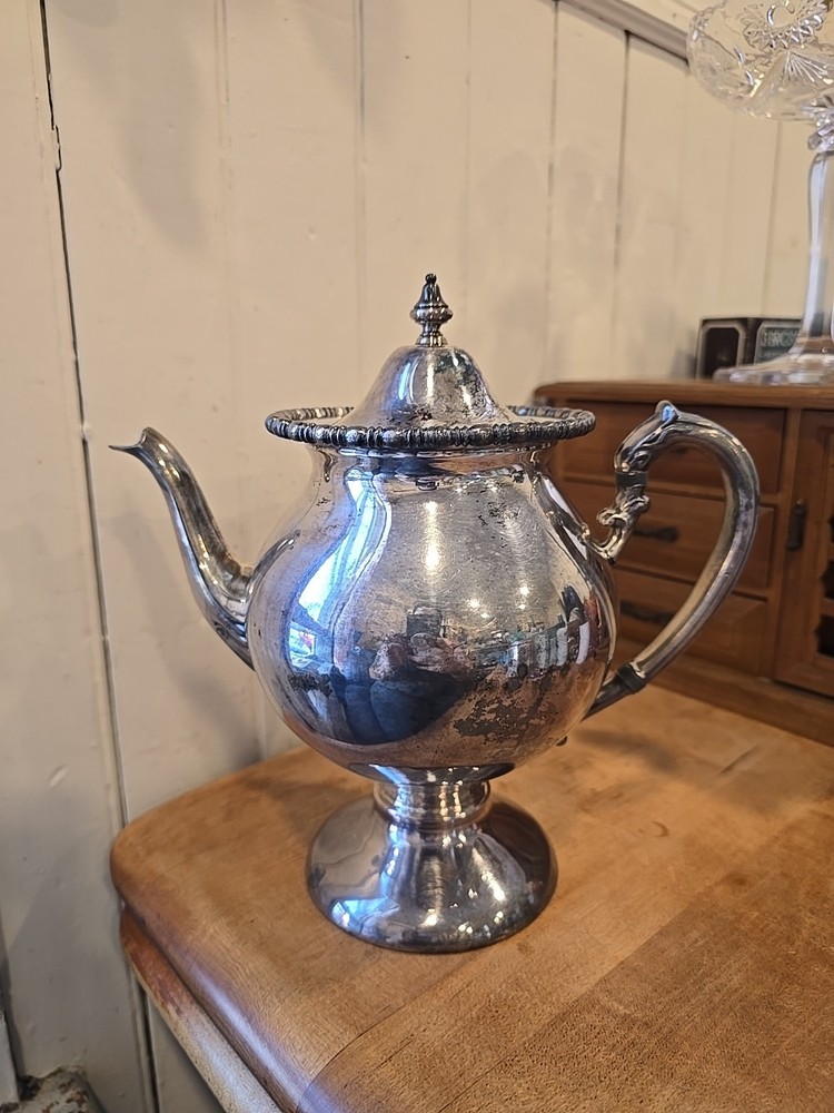Lehman Brothers Silverware Corp. Silver On Copper Teapot Americana 1940's