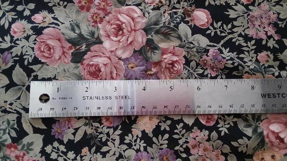 MODA "Classic Prints" Floral on Black Background - Quilt Fabric
