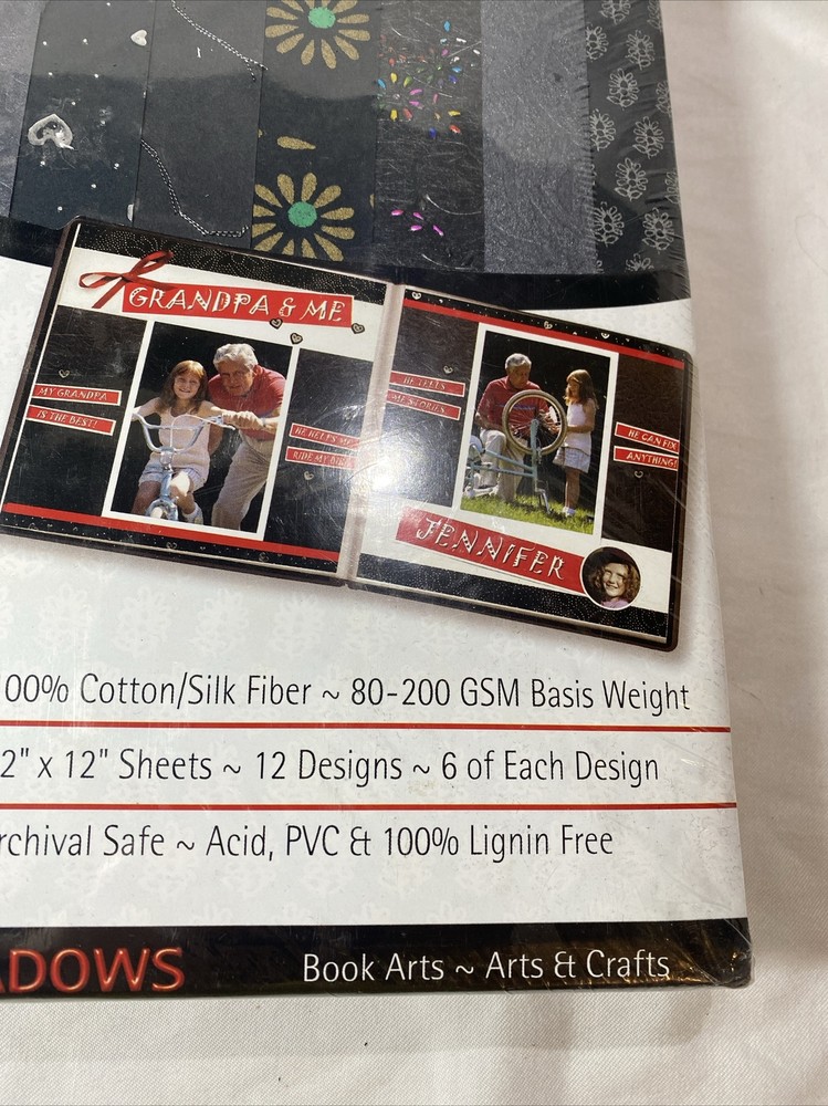 Memory Star Deep Shadows Handmade Paper Assortment 72 sheets 12 designs 6 each.
