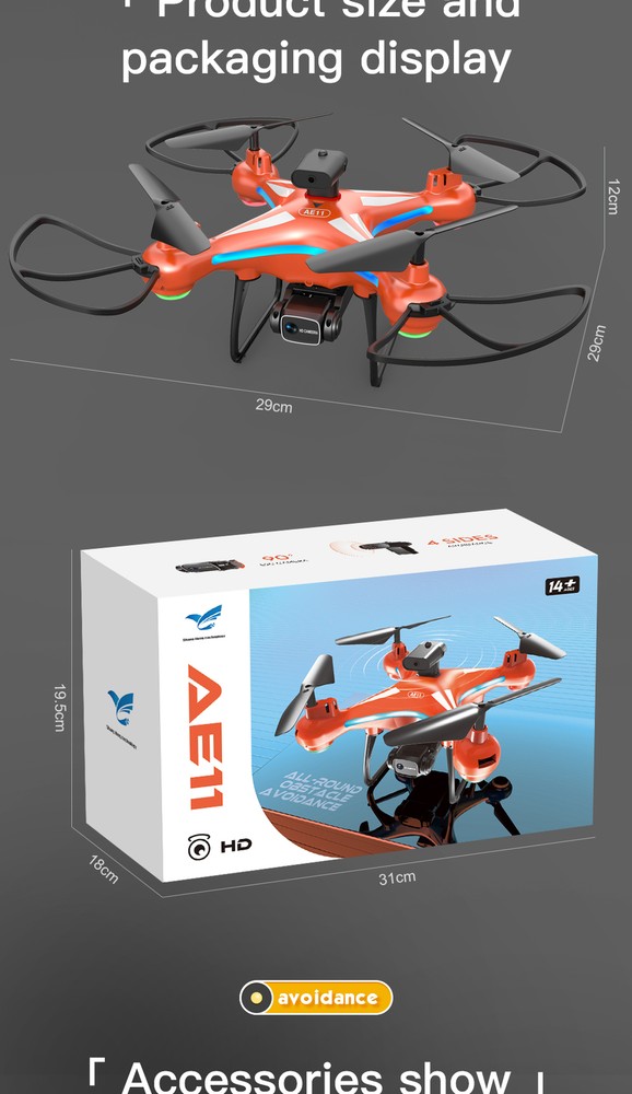AE11 Drone WIFI FPV Wide Angle 4K HD Dual Camera Obstacle Avoidance Quadcopter