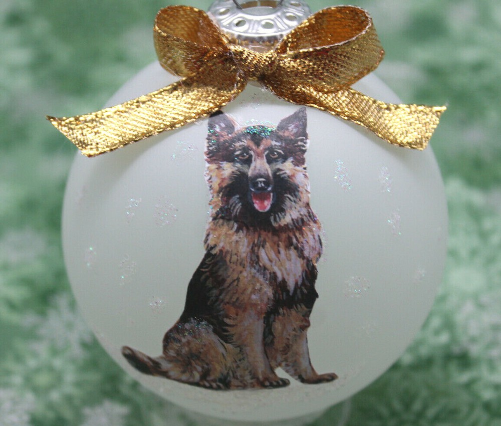 D321 Hand-made Christmas Ornament - german shepherd long haired sitting