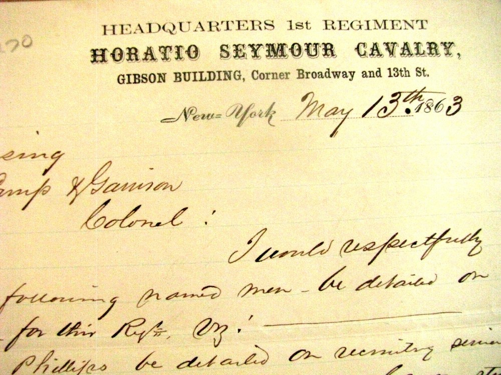 CAVALRY OFFICER LETTER WITH LOGO ILLUS 1863
