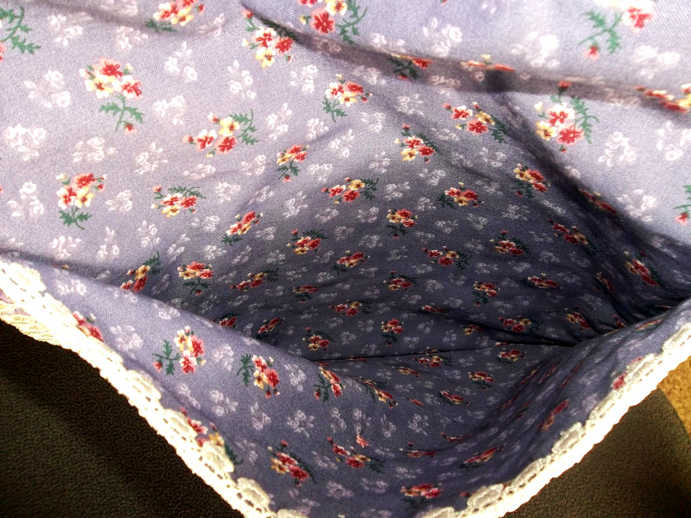 Handmade Fabric Applique Project Bag for Needlework/Crafts - Lined