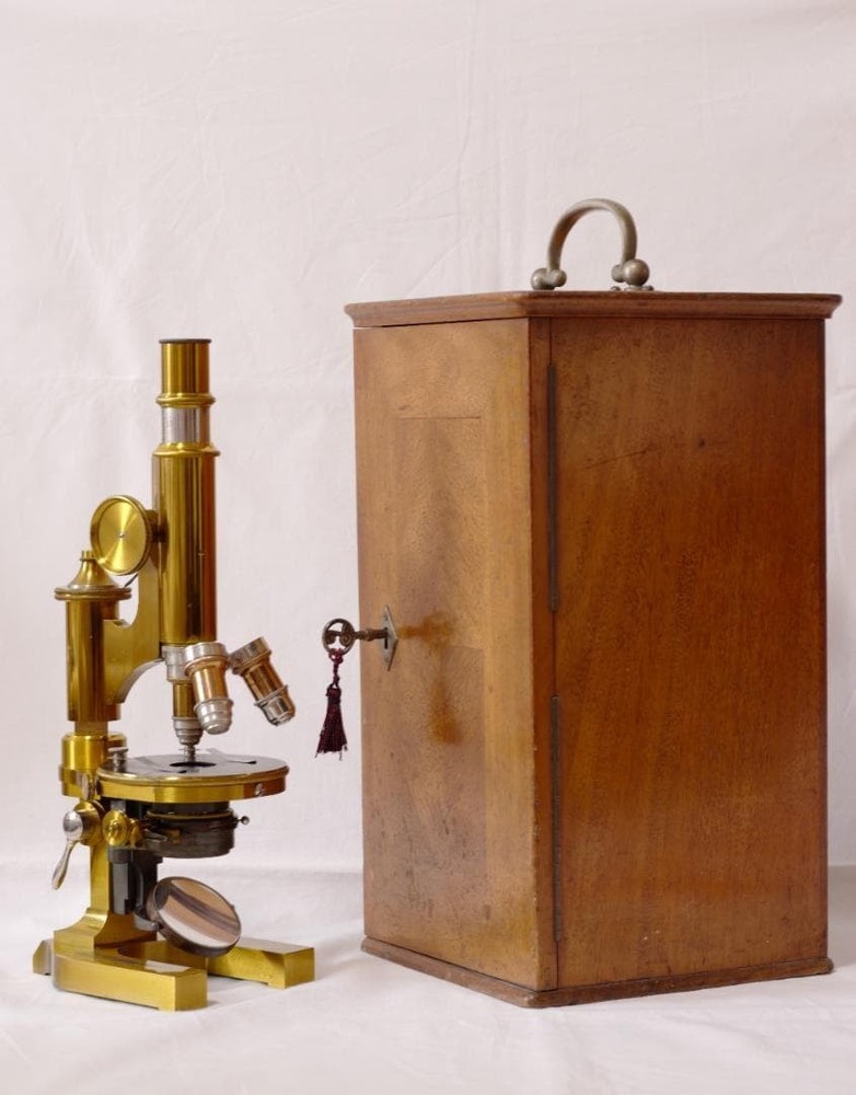 Antique Ernst Leitz Stand Ia Microscope 1894 Complete Set Walnut Case Rare
