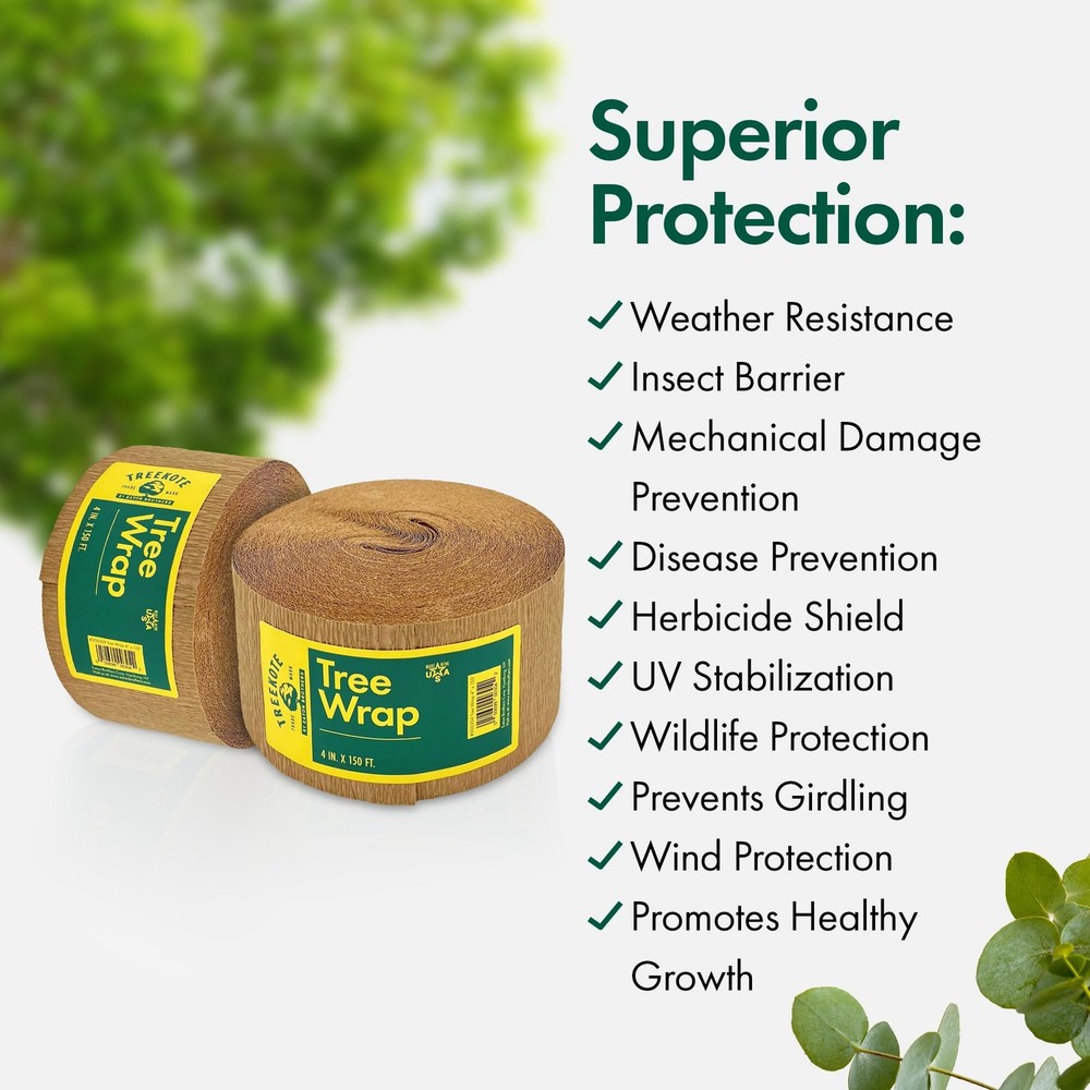 4" x150' Tree Wrap - Commercial Size Weather Resistant Tree Wrap - Tree Guard...