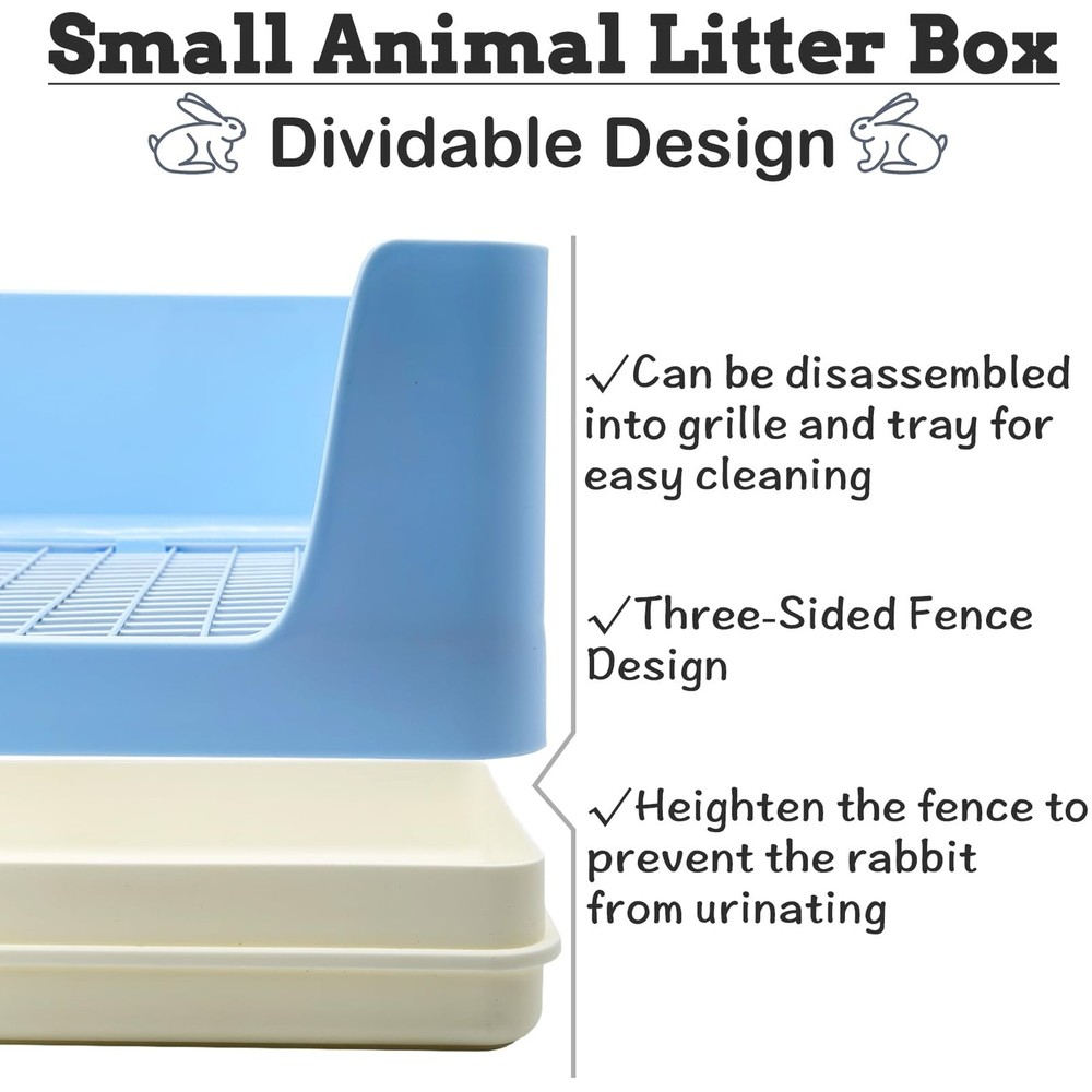 Extra Large Rabbit Litter Box with Tray,Plastic Bunny Litter Pan Corner Small...