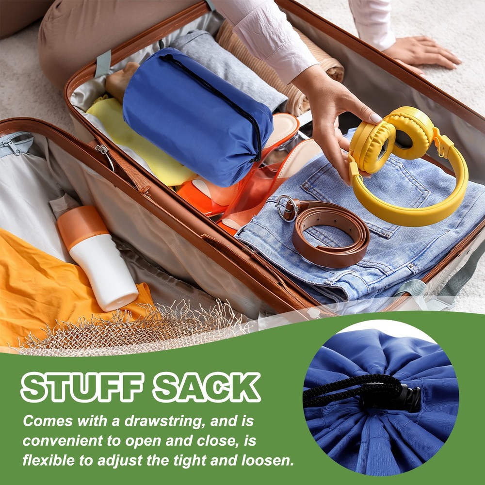 Stuff Sack, 6x12.5" Waterproof Outdoor Drawstring Bag for Camping, Blue