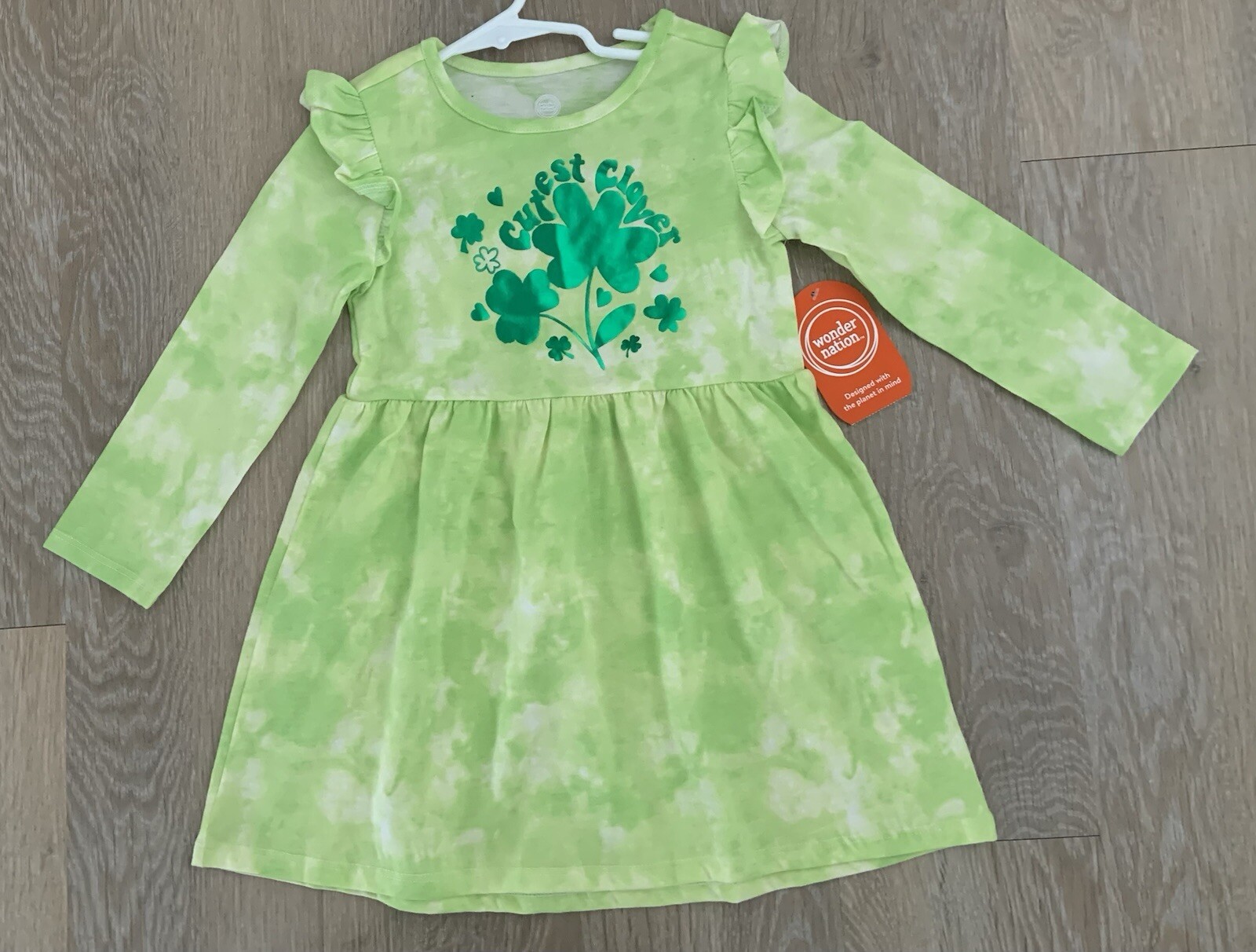(NWT) Wonder Nation Girl’s Size 4T St Patrick’s Day Dress Says “Cutest Clover”